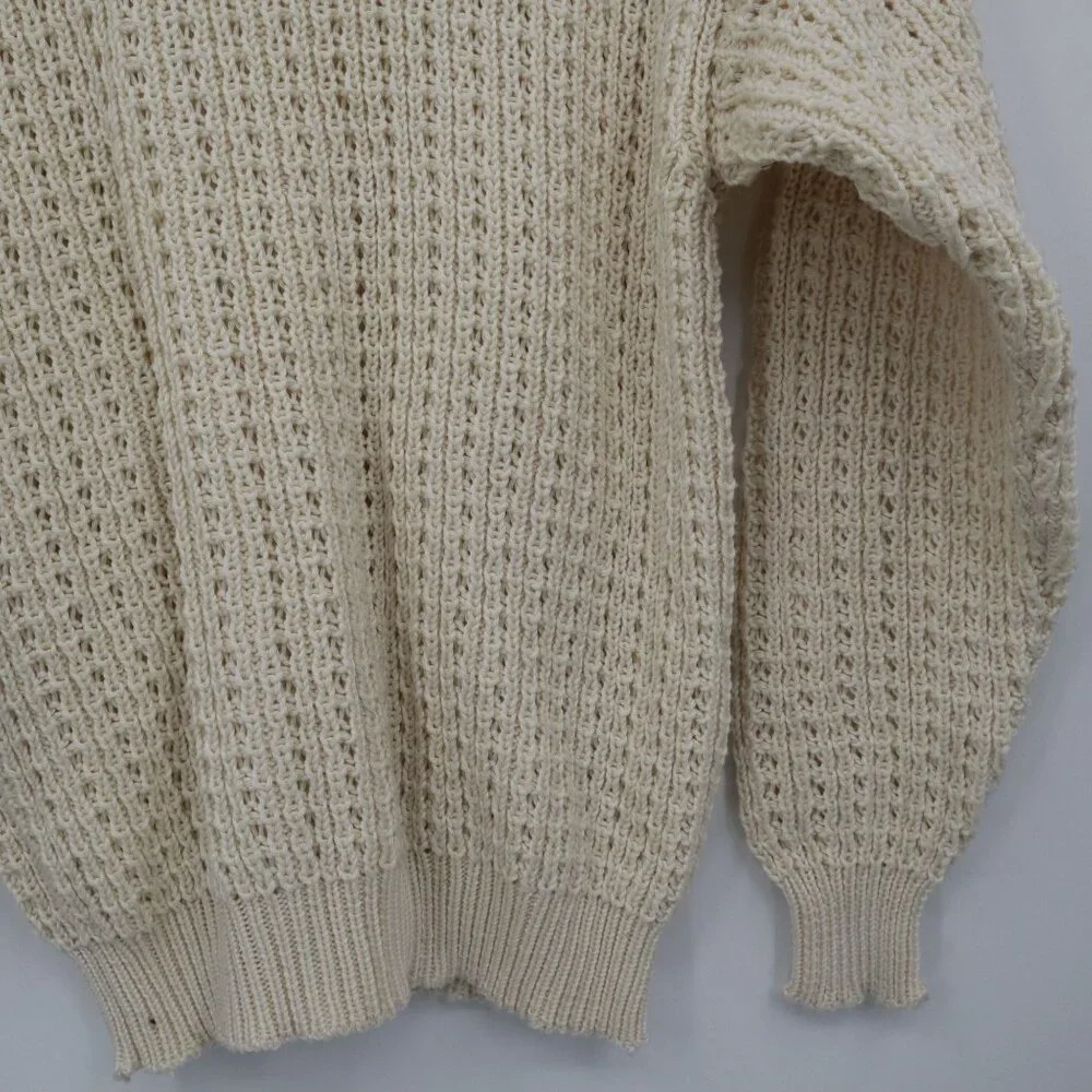 Mairtin Standun Cable Knit Sweater Unisex L Cream Fisherman Scandinavian Rustic‎